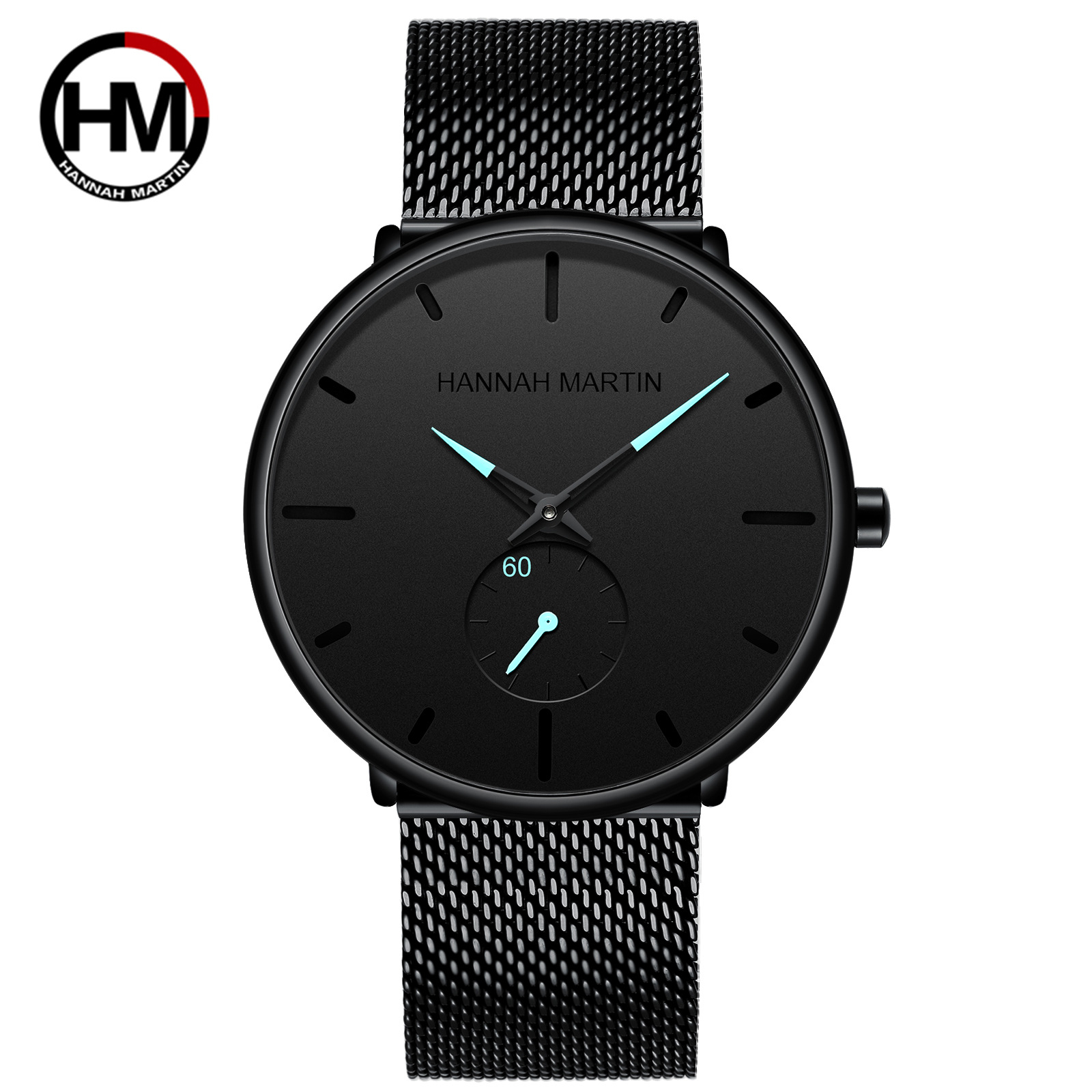 Popular Men's Casual Versatile Hannah Martin Quartz Watch Steel Band Black Watch Trendy Sports Watch_voghion.com