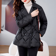 黑色轻薄羽绒服女短款2025年冬季新款西装领小个子白鸭绒刺绣外套