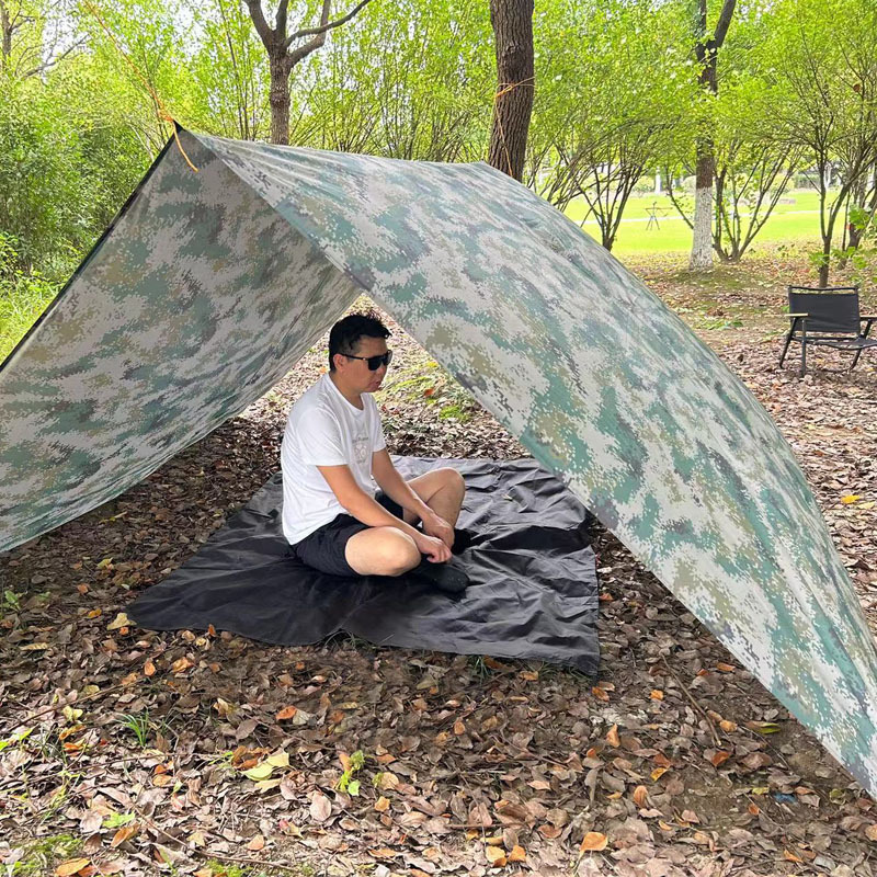 Camouflage canopy, rainproof multifunctional sunshade tent, outdoor ground cloth, essential for travel, convenient foldable canopy for outdoor use