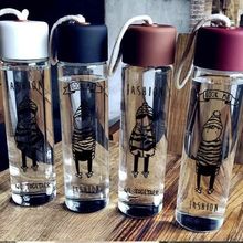 可爱玻璃杯麻绳杯磨砂韩国便携文艺小清新水杯创意潮流 饮料瓶