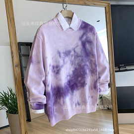 纯棉秋冬手工扎染新款时尚针织套头不规则毛衣圆领小众潮牌男装