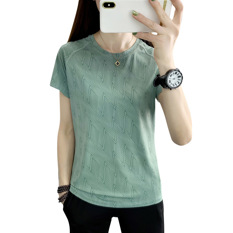 Camiseta de secado rápido al aire libre sensación de hielo de verano de mujeres yoga elástico sudor de manga corta ropa de secado rápido camiseta de carreras