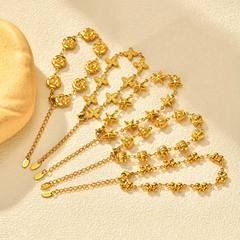 新しい女性のシンプルなスタイルのファッション夏のハンドジュエリーレトロスタイルステンレス鋼の花蝶ブレスレットゴールド
