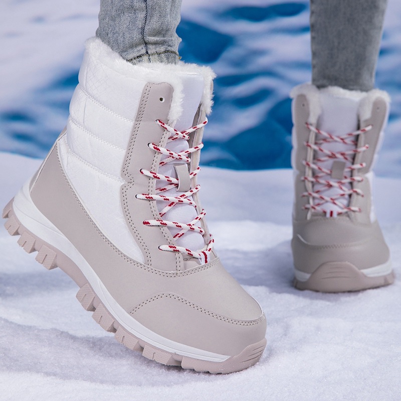 여성용 겨울 따뜻한 스노우 코튼 부츠, 벨벳 두꺼운 미드 튜브 부츠, 여성용 야외 미끄럼 방지 및 방수 신발, 스노우 부츠