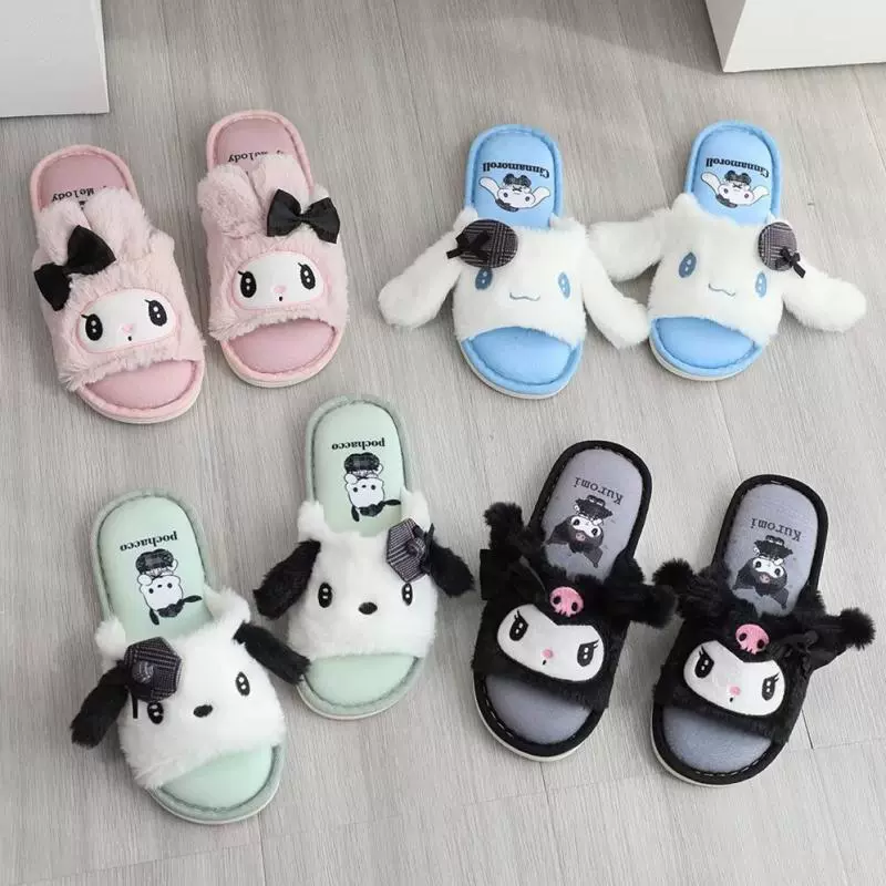 Милая Японская девушка сердце рыба рот тапочки новый мультфильм Мелодия югуи собака Маленький Дьявол домашние тапочки с открытым носком