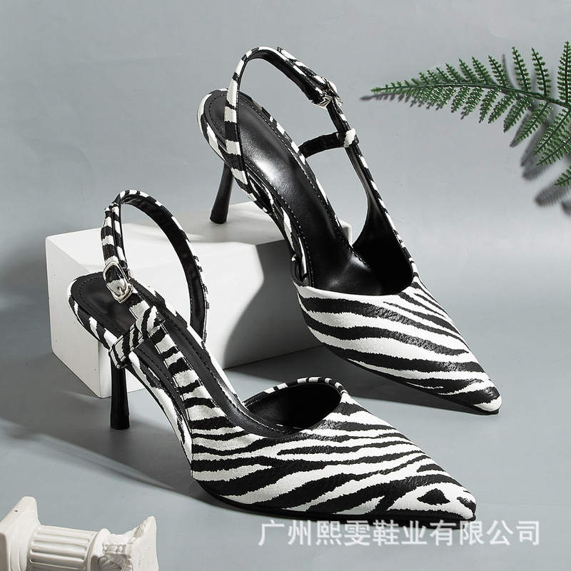 European and American Fashion High-Heeled Sandals with Zebra Print, Suitable for Pairing with Skirts, Sexy and Elegant, Versatile for High-End Occasions, Mule Shoes for Women European and American Fashion High-Heeled Sandals with Zebra Print, Suitable for Pairing with Skirts, Sexy and Elegant, Versatile for High-End Occasions, Mule Shoes for Women