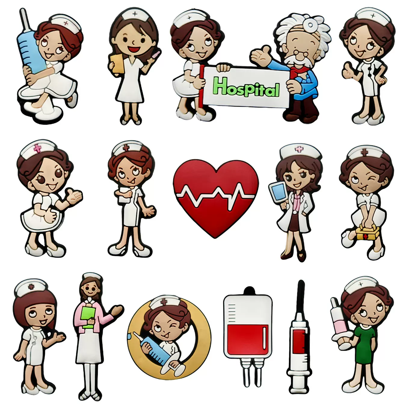 新品护士系列花园鞋PVC材质配件扣装饰DIY装批发跨洞洞鞋鞋花鞋扣