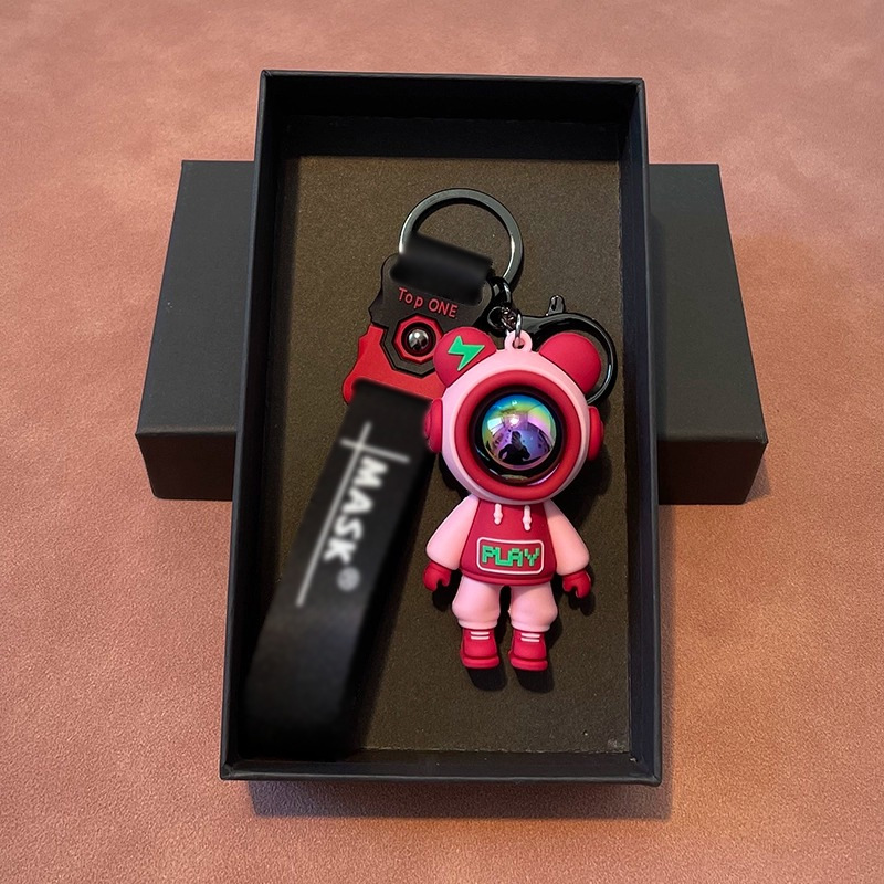 Keychain exquisito oso personalidad muñeca caricatura hombre y mujer llave de coche colgante bolsos colgante muñeca llavero
