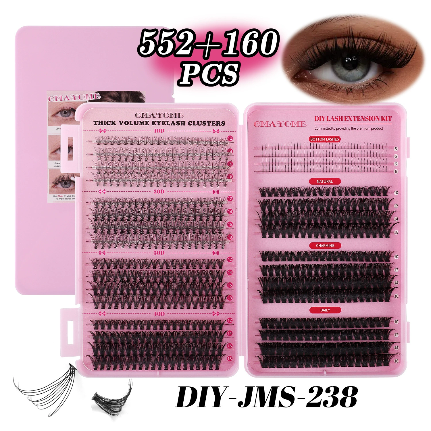 Dense False Eyelash Set DIY, Individual Cluster Lashes 16 mm — Multi‑configuration Kits