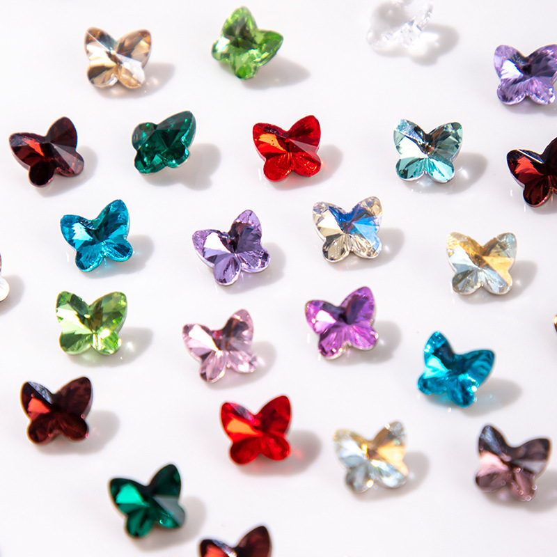 K9 Small Butterfly Nail Art Diamond Colorfulful Pointed Bottom Diamond Mini Nail Accessories Glass Pile Diamond Nail Art Decoration K9 Small Butterfly Nail Art Diamond Colorfulful Pointed Bottom Diamond Mini Nail Accessories Glass Pile Diamond Nail Art Decoration