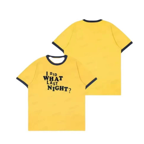 TXT Merchandise Yellow "What Did I Do Last Night" Unisex T-Shirt Idol Style Summer Outdoor Casual Wear TXT Merchandise Yellow "What Did I Do Last Night" Unisex T-Shirt Idol Style Summer Outdoor Casual Wear