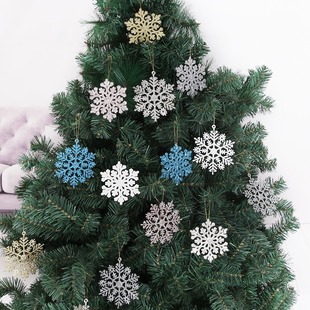 Christmas Decorations Gold Powder Christmas Snowflake Decoration Christmas Tree Pendant Christmas Scene Decoration Pendant