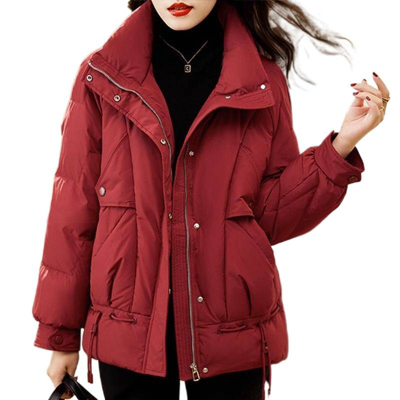 红色羽绒棉服女款2025新款冬季棉袄大码加厚棉服加厚洋气外套|undefined
