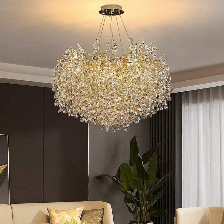 豪华别墅水晶吊灯树枝餐厅简美奢华婚庆大灯法式客厅水晶灯具家用