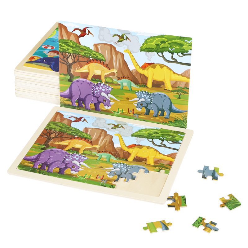 60 piezas de madera puzzle de dibujos animados para niños cuentos de hadas puzzle plano para bebés juguetes de bloque de construcción de puzzle de educación temprana