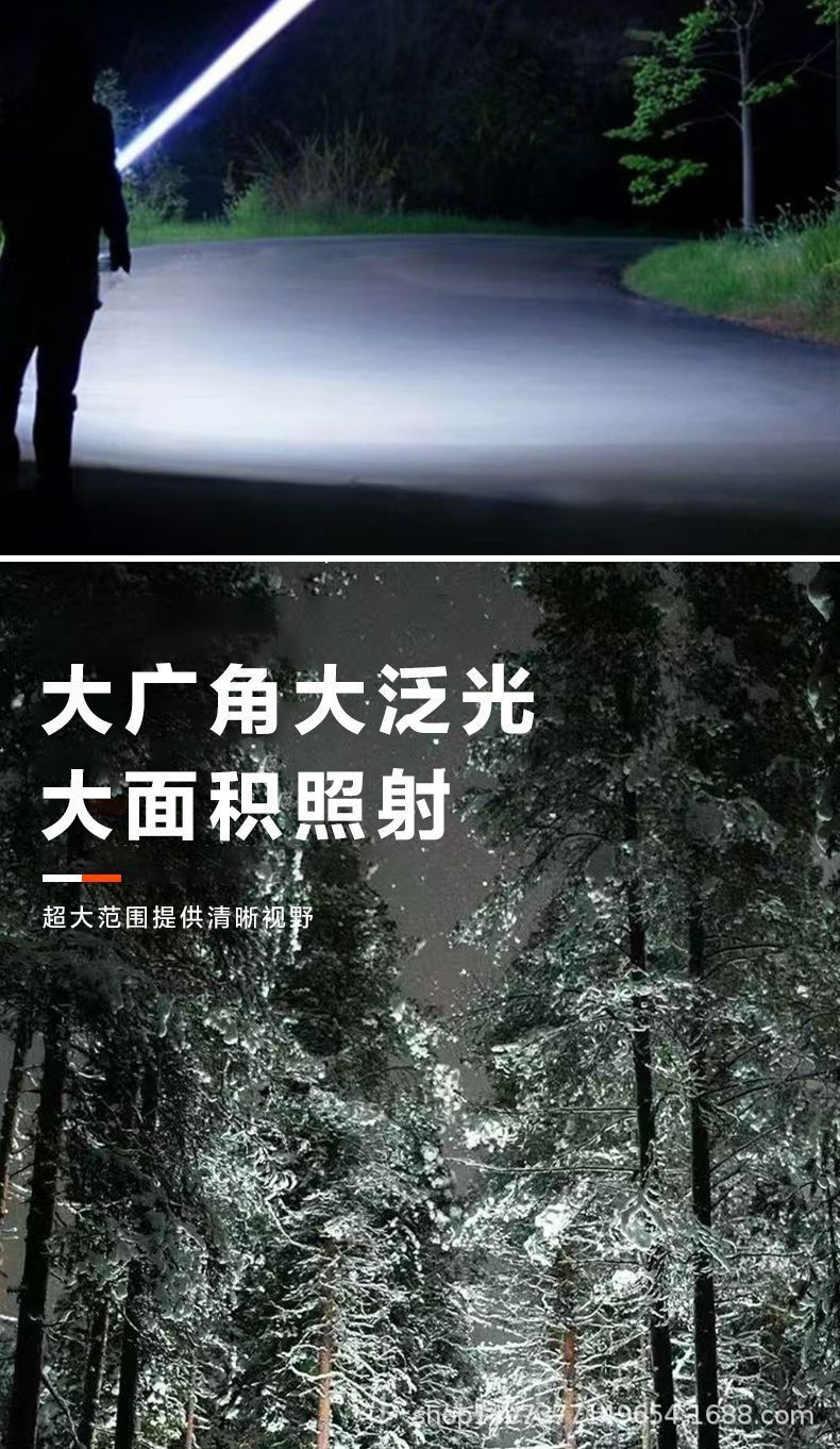 Cross-border multi-light source aluminum alloy flashlight, mini portable, adjustable zoom flashlight, high-intensity long-range flashlight