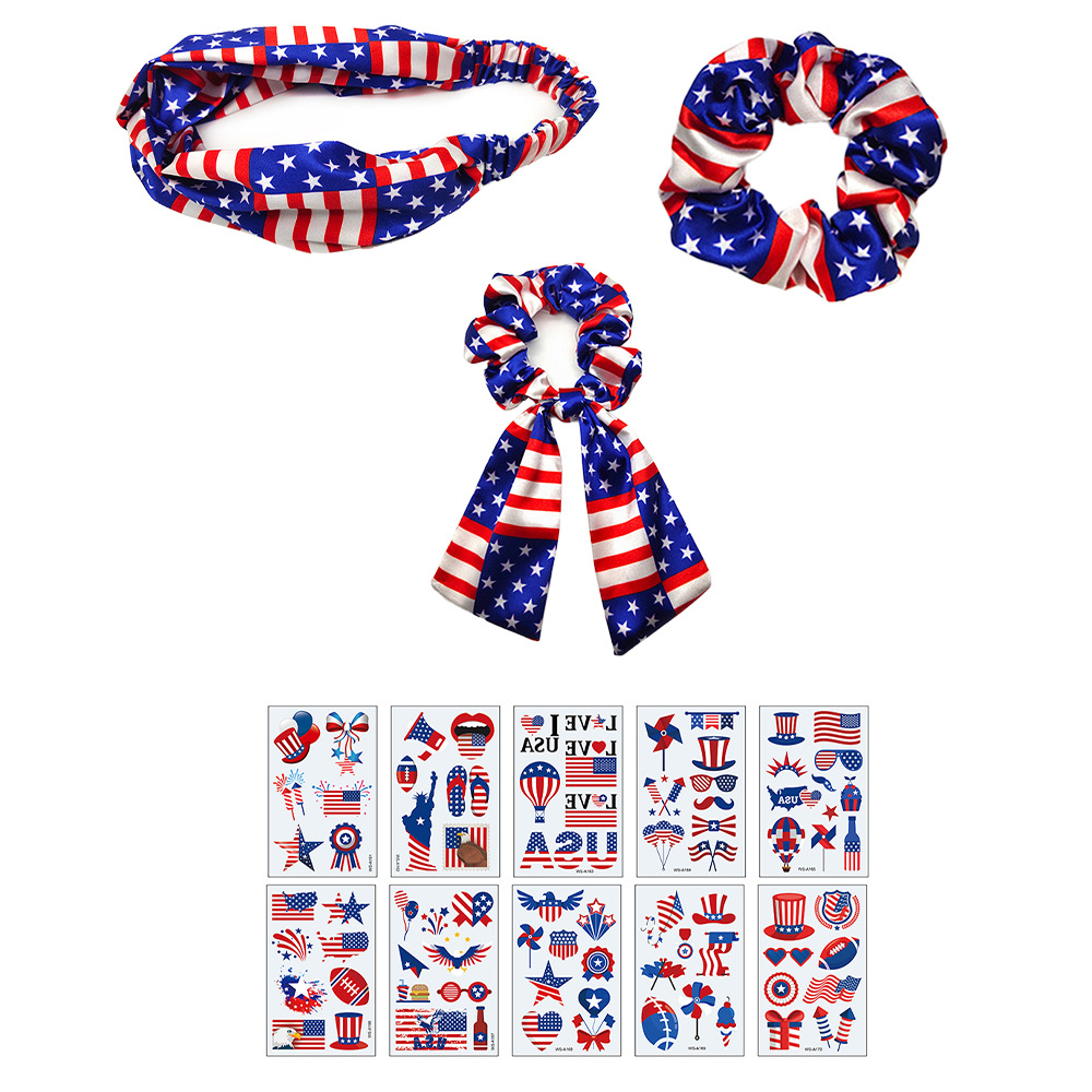 Gafas del Día de la Independencia de los Estados Unidos Diadema de carnaval Diadema Diadema Pendientes Pestañas postizas Gafas de bandera