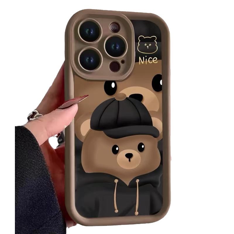 Lindo oso marrón para iPhone 16pro funda para teléfono móvil Apple 15/14 Europa y América 13promax nuevo 12