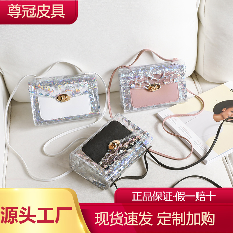 Bolso de mujer 2021 Nueva moda estilo coreano Cadena de comercio exterior moda transparente bolso de mujer hombro personalidad todo fósforo crossbody textura
