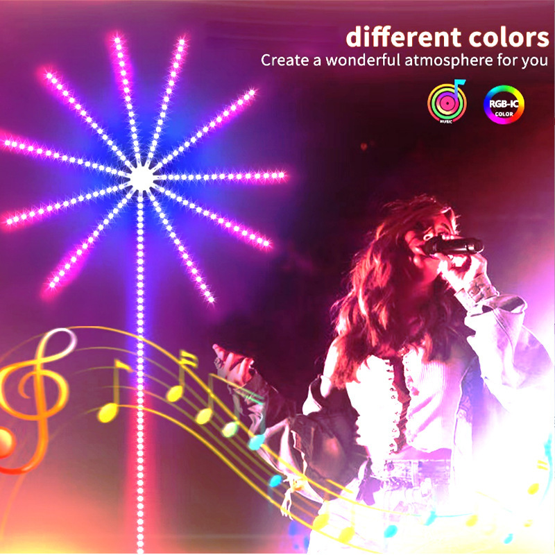 Shake the sound of fireworks led magic bluetooth voice control music atmosphere light meteor horse full color rhythm light in stock