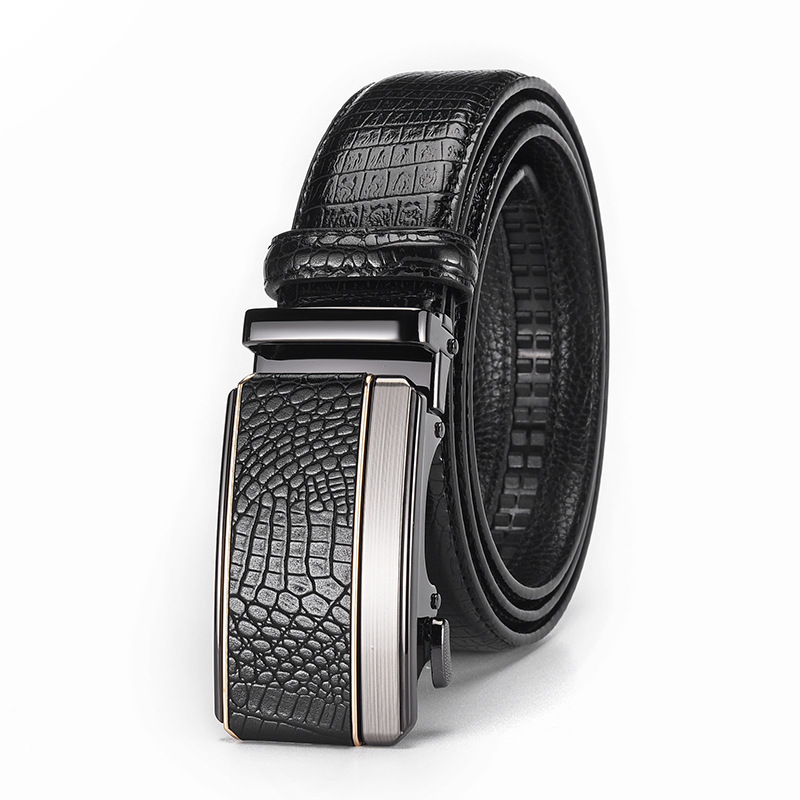 Crocodile Pattern Automatic Buckle Belt For Men Trendy Waistband_voghion.com