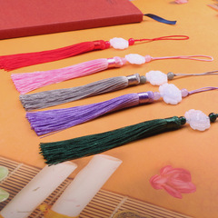 13cm vertical white jade lotus flower earring tassels ancient Chinese costume accessory fan drop tassel decoration accessory wholesale