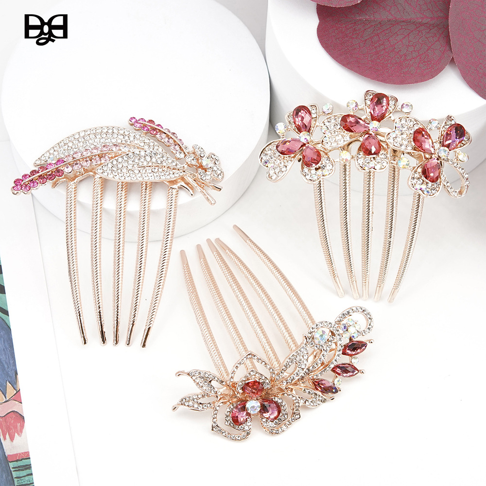 Ancient-style alloy hair accessories, crystal hair decorations, Hanfu hair ornaments, hair combs, wedding updo hair pins, accessories for export, tasselled hairpins.