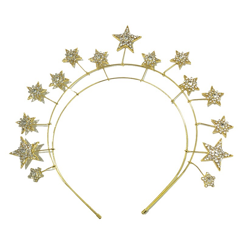 Tocado nupcial japonés y coreano nueva estrella diamante diadema súper brillante boda accesorios para el cabello ceremonia de la boda accesorios de hilo blanco ventas directas