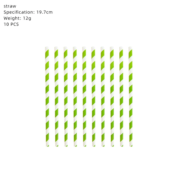 Green striped straw 10PCS