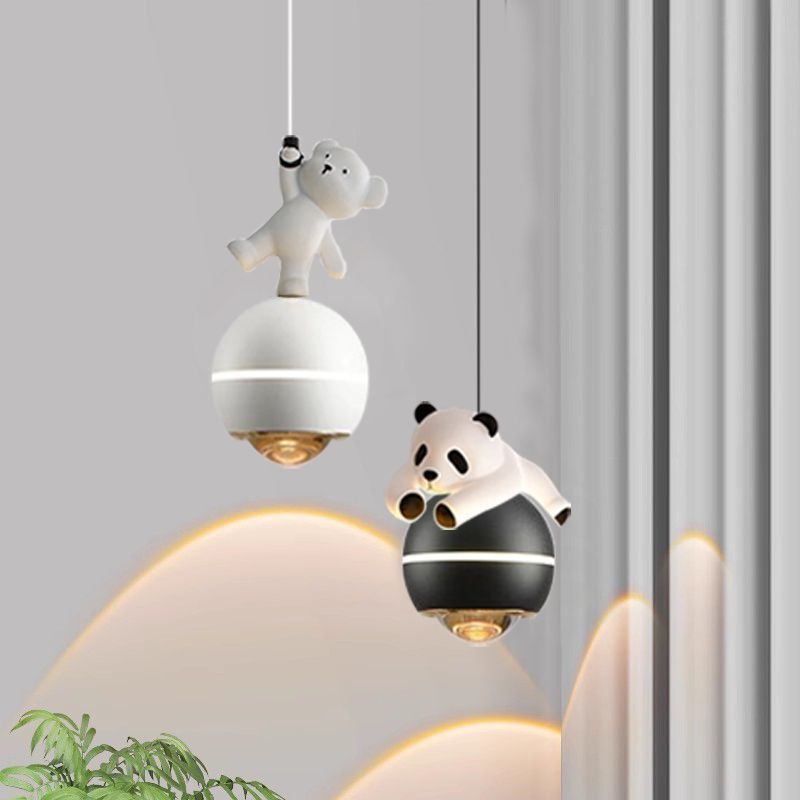 New Bedside Pendant Lamp for Children's Bedroom, Modern Simple and High-End, Liftable Touch Lamp, Hanging Bear Chandelier