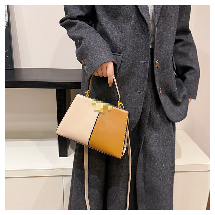 Bolso de mujer de moda de color de contraste transfronterizo nuevo bolso de mensajero portátil de pu de tendencia europea y americana