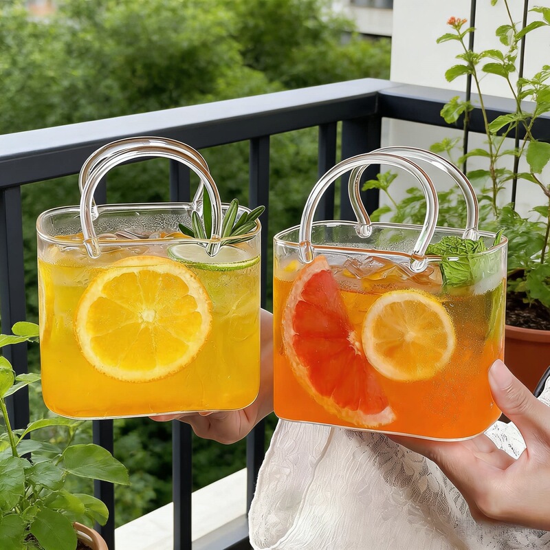 Cross-border packaging portable glass set with tray, popular in online bars, includes cocktail glasses and juice glasses