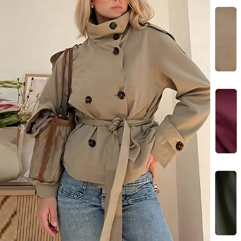Qadın plaş trengkot, beli bağlanan qısa model