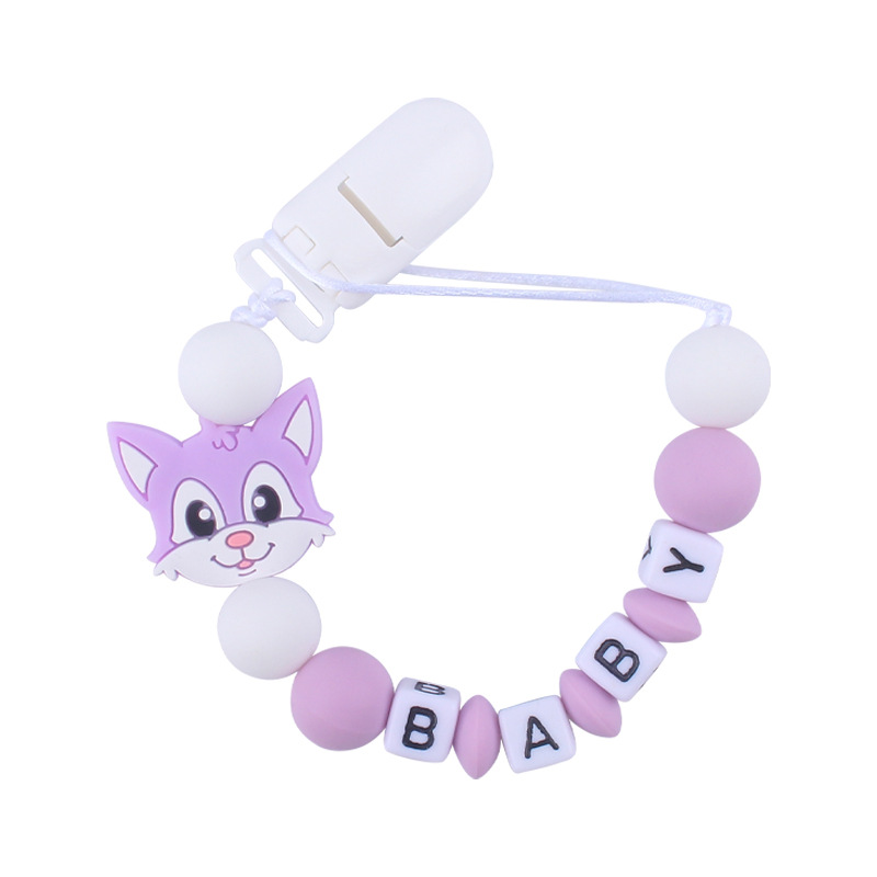 Nuevo bebé suministros chupete cadena bebé creativo dibujos animados animal gato silicona mordedura pegamento anti-gota cadena