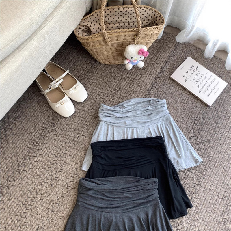 Ballet Style Modal Pleated A- Line Skirt Women's Summer Design Hot Girl Retro High Waist Anti-slip Short Pants Skirt