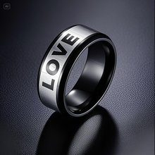 8mm宽边不锈钢戒指跨境个性LOVE指环情侣款小众ins不掉色手饰批发