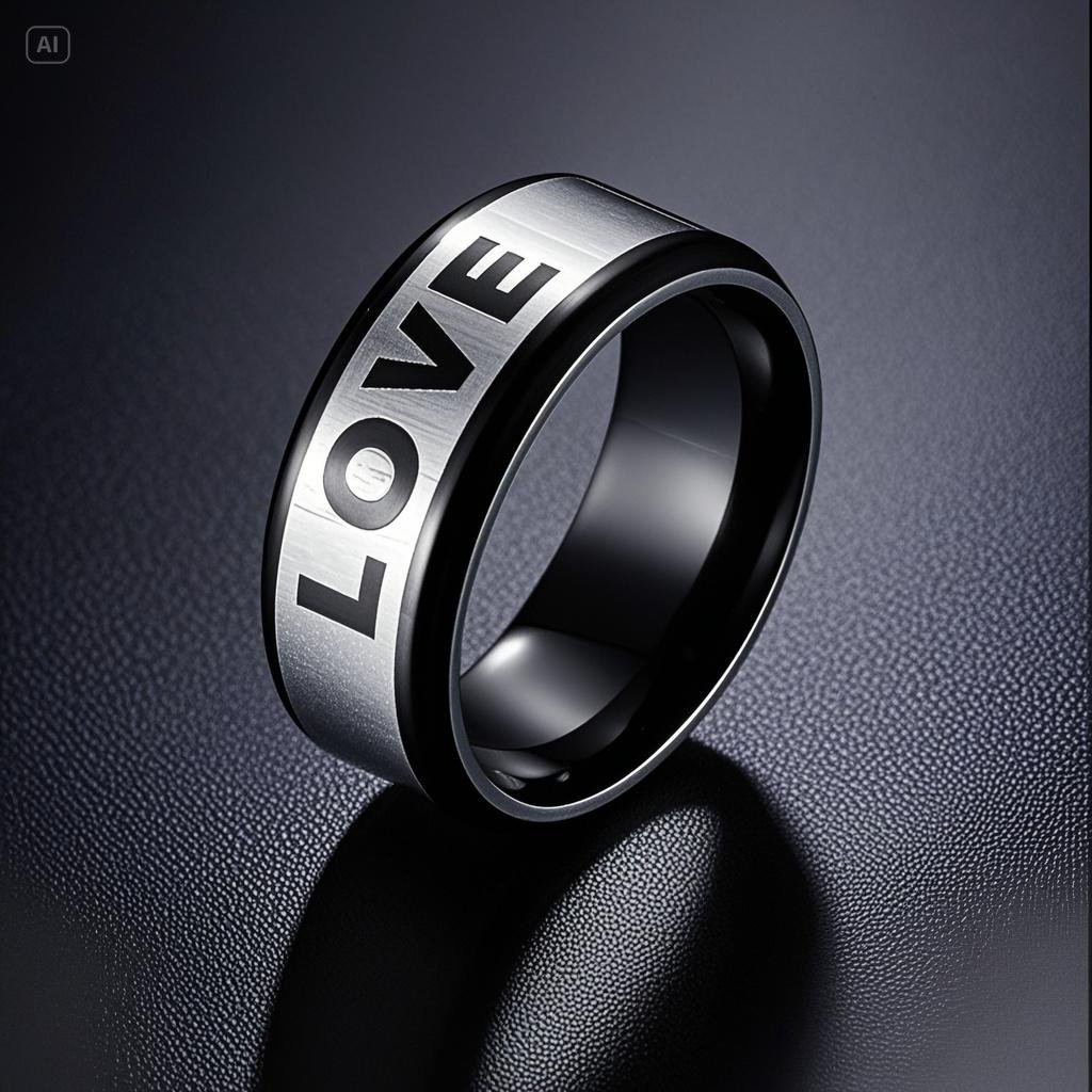 8mm宽边不锈钢戒指跨境个性LOVE指环情侣款小众ins不掉色手饰批发