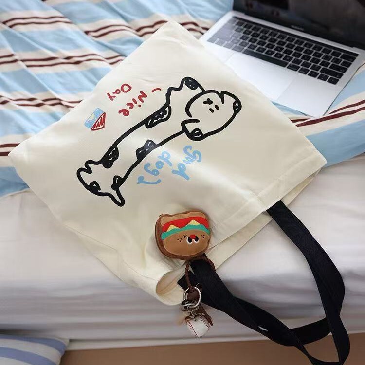 文化的で創造的な学生キャンバスバッグ男性と女性のための夏のショルダーバッグ大容量ファッショナブルなポータブルキャンバスジッパーバッグ通勤バッグ|undefined
