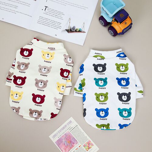 Pet Clothing 22 Happy Bear Bottoming Shirt Dog Clothes Autumn and Winter Clothes New Cat Pet Clothes Winter Style