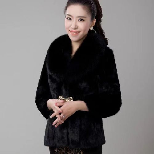 Women's Short Winter and Autumn Leather Coat with Fox Fur Collar, Korean Style imitation Mink Fur Coat, Versatile and Fashionable Women's Mink Fur Outerwear