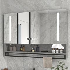 バスルームミラーキャビネット壁掛け手洗いバスルームミラー収納ラック付きトイレ化粧台防水バスルームミラーキャビネット