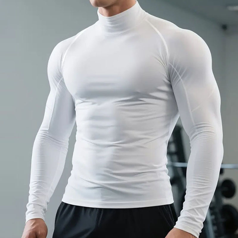 Camiseta deportiva de cuello alto y medio, camiseta deportiva de mangas largas, camiseta elástica, camiseta de entrenamiento para correr, camiseta de secado rápido