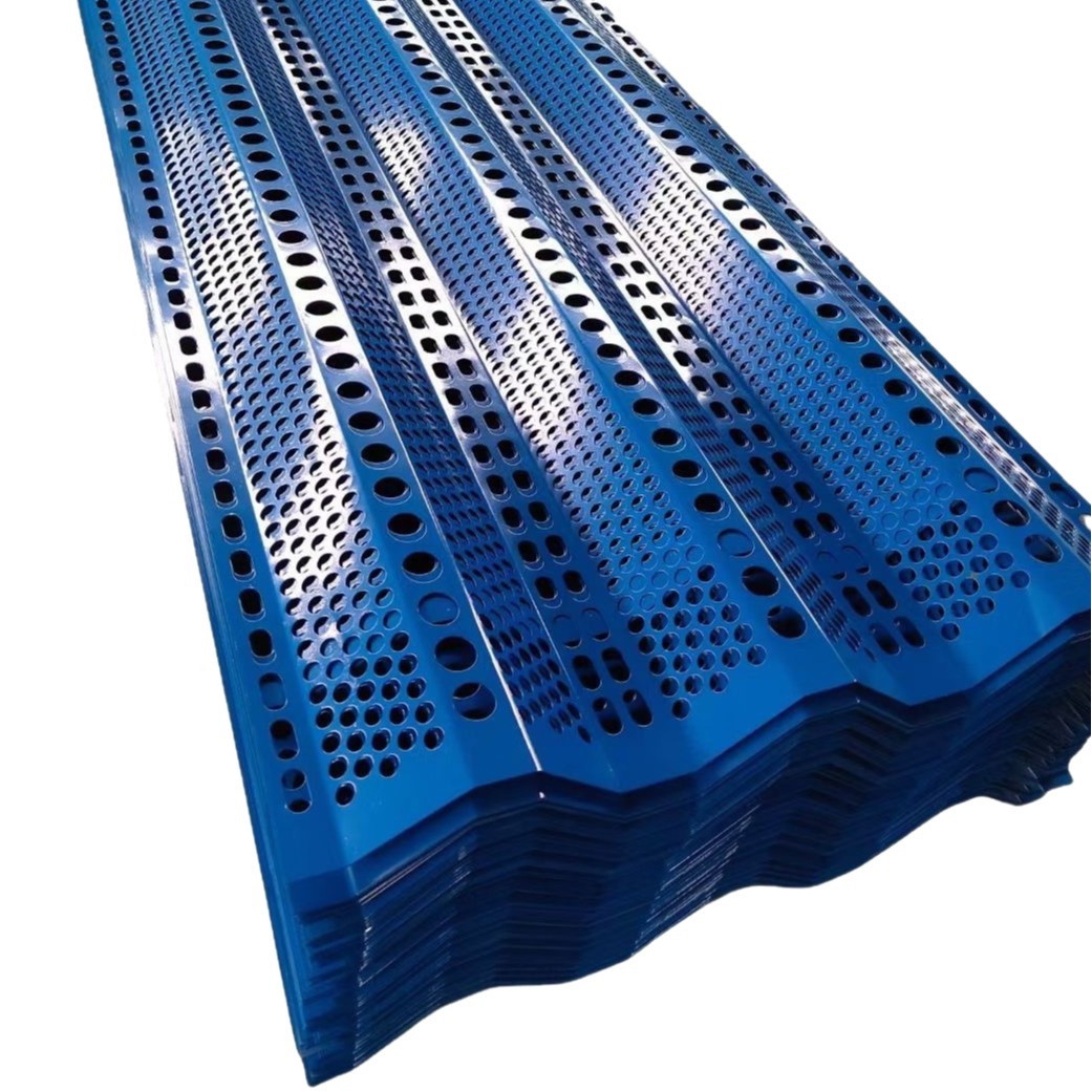 Metal Windproof and Dust-Reducing Net, Mine Windproof and Dust-Reducing Wall, Galvanized Perforated Mesh Board, Construction Site Three-Peak Windproof and Dust-Reducing Net