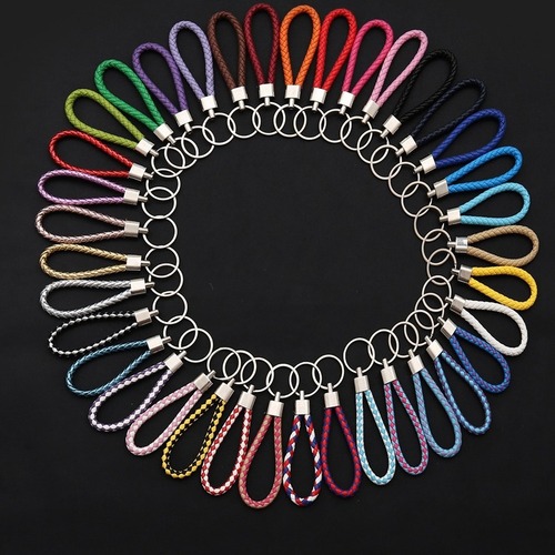 Wholesale woven leather rope keychains, car keychains, keychain pendants, event gift keychains manufacturers