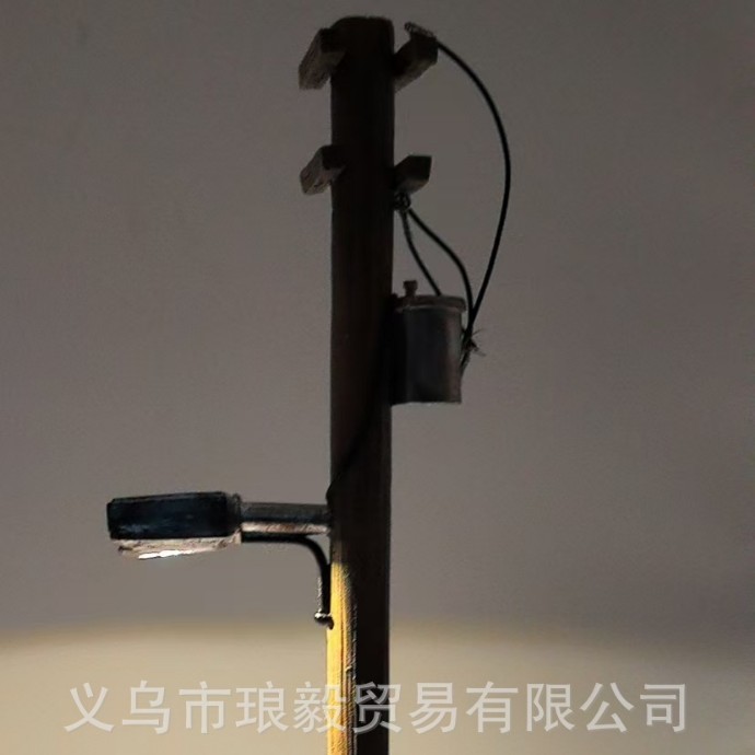 跨境新品木质电线杆灯书桌台灯摆件家居装饰品路灯模型木质工艺品