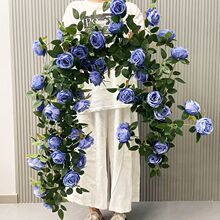 玫瑰花藤条管道假花客厅空调装饰缠绕遮挡吊顶塑料藤蔓植物厂家