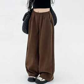 女童裤子2025春秋新款儿童灯芯绒时尚直筒休闲裤女大童宽松阔腿裤