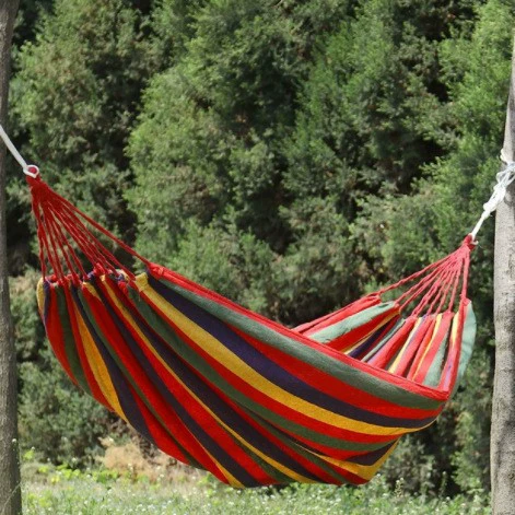 Уличный гамак из парусины с защитой от опрокидывания, одинарный/двойной, крепление на дерево, усиленный, для спорта, кемпинга, портативный, для отдыха, подвесной