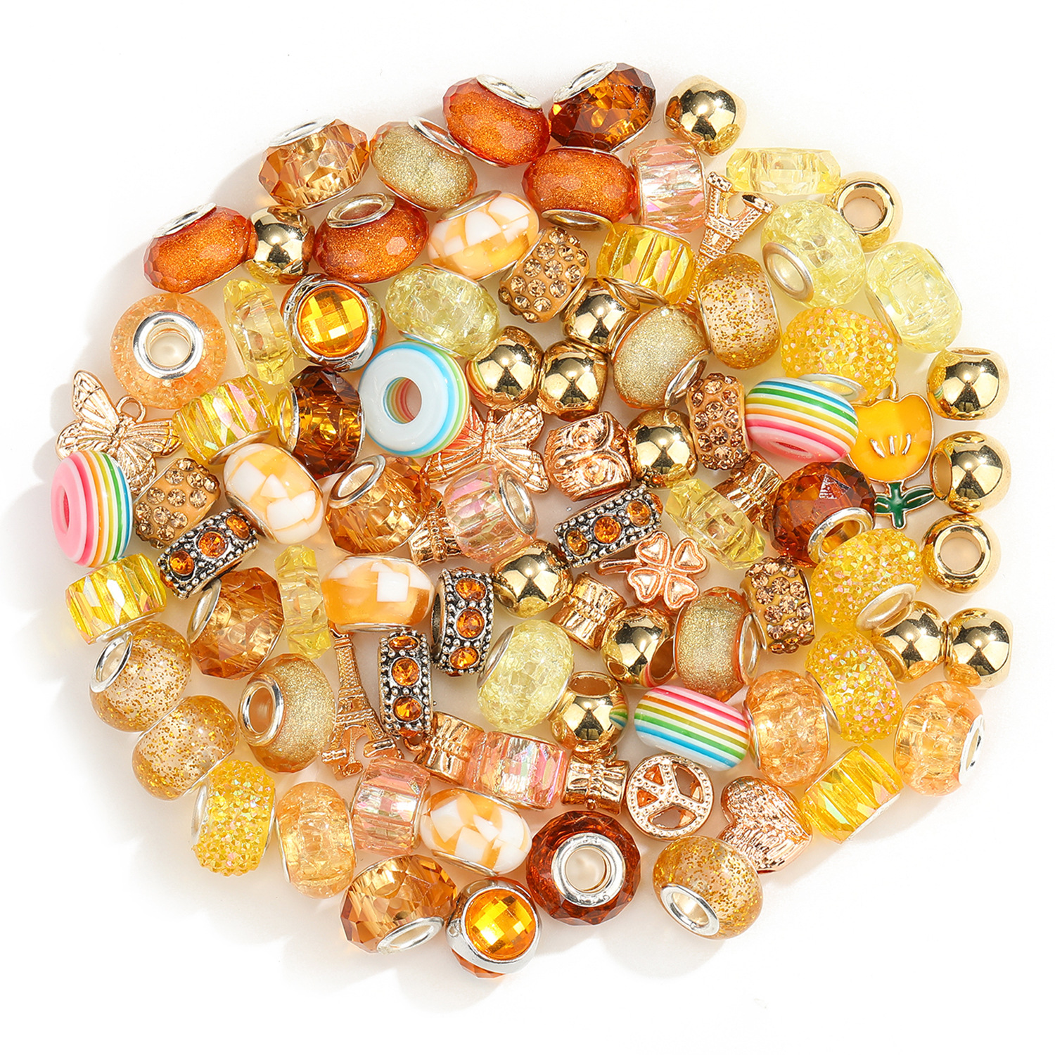100 Pcs Set Acrylic-Based Resin Alloy Rainbow Patch Big Hole Beads Set Amazon Girls' Jewelry Wholesale display picture 2