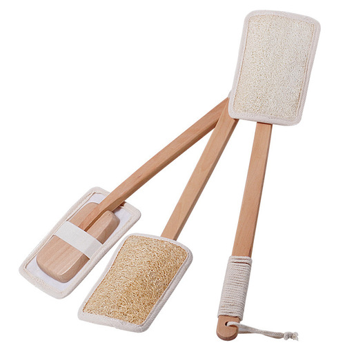 Long-handled loofah bath brush, bath and back rub artifact, bathroom cleaning supplies, bath towel, replaceable wooden handle bath brush